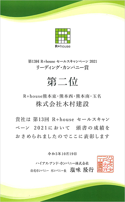 2021リーディングカンパニー賞　第2位