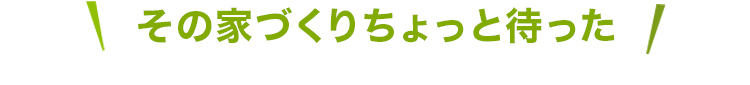 その家づくりちょっと待った